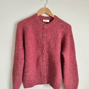 Sezane Othello cardigan in Rosewood with jewellery buttons